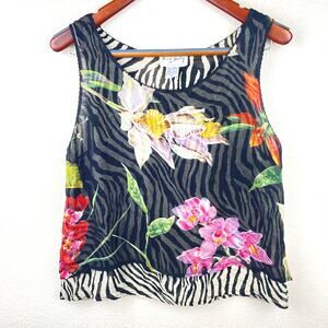 Vintage Rene Derhy Womens Top Sz S Artsy Fairy Grunge Boho Whimsy  Zebra Floral